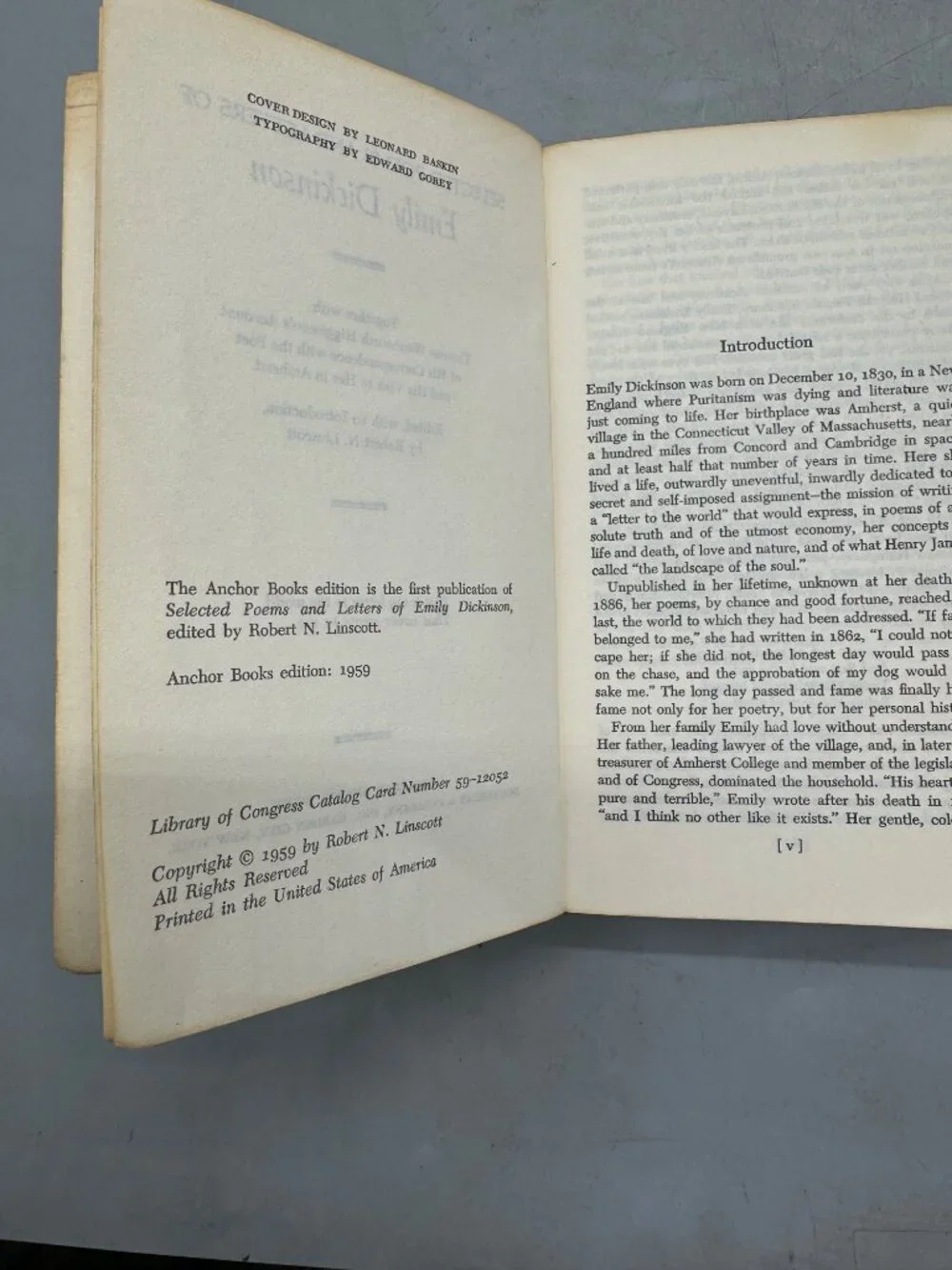 Selected Poems & Letters Of Emily Dickinson Vintage Poetry Book Anchor Original